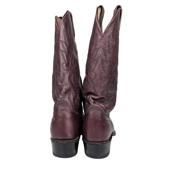 Vintage Dan Post Leather Western Cowboy Boots Burgundy Embroidered Men's 8.5D - Picture 5 of 12